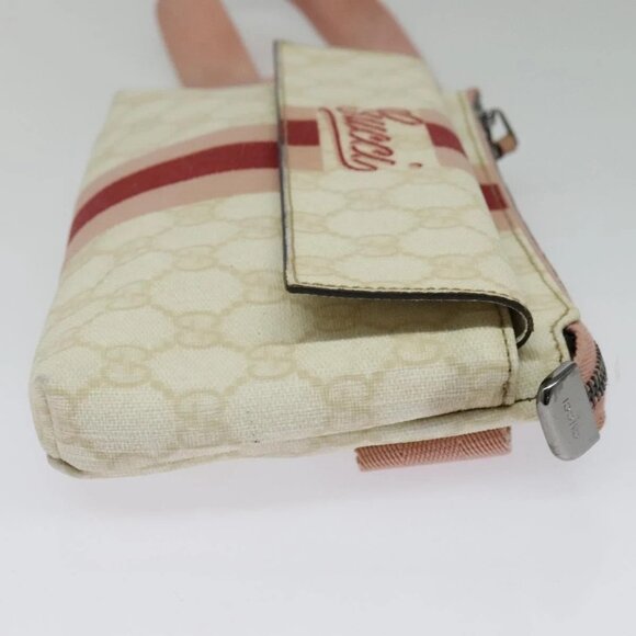 GUCCI GG Supreme Sherry Line Waist bag PVC White Silver 189815 Auth 141909 - Picture 7 of 16